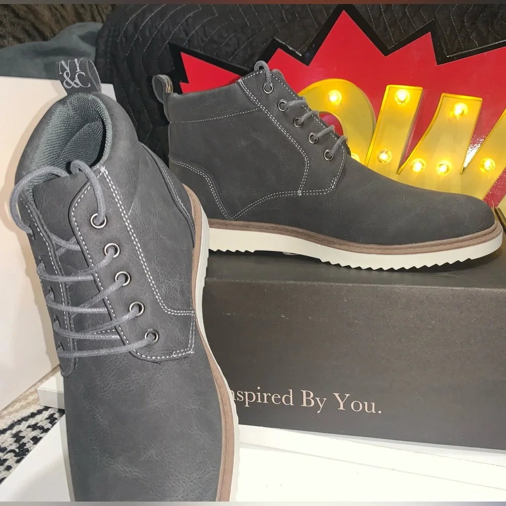 New York & Company -Men's Gray Boots; Size 10 New w/Box